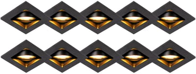 QAZQA qure - Moderne Inbouwspot - 10 stuks - L 10 cm - Zwart - Woonkamer | Slaapkamer | Keuken