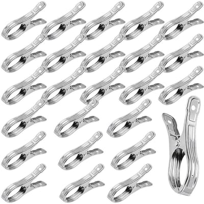Dailygoods- Handdoekklemmen Roestvrij Staal - Strandhanddoekklemmen - Kledingclips - Metalen Clips - Duurzaam - Goede Klemkracht - Wasknijpers