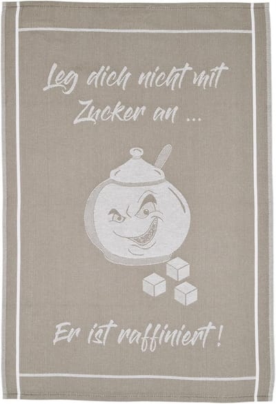 Katoenen Keukendoek met Grappige Tekst - Beige 50 x 70 cm
