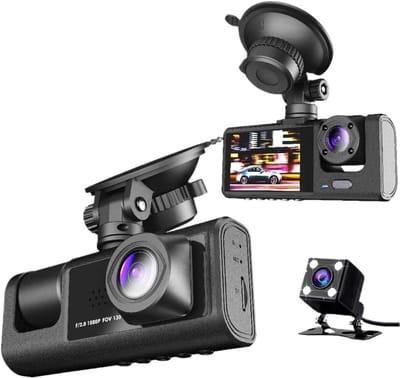 Dubbele dashcam voor in de auto, voor- en binnenkant, autobeveiligingsvideorecorder met audio, 1080P, voertuigcamera, plug-and-play, WDR, nachtzicht, automatische vergrendeling met G-sensor, 2 inch scherm（Met 16G geheugenkaart）