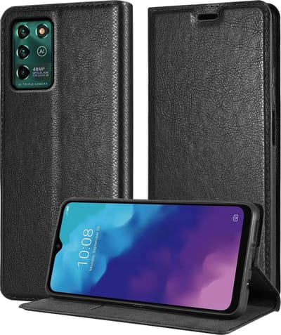 Cadorabo Hoesje geschikt voor ZTE Blade V30 Vita in ZWARTE NACHT - Beschermhoes met magnetische sluiting, standfunctie en kaartvakje Book Case Cover Etui