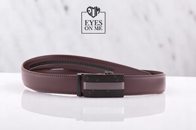 Bruine lederen riem zonder gaatjes met automatische gesp voor heren ( Model 8 )