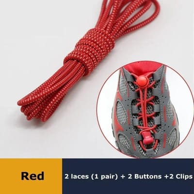 1 paire de lacets élastiques sans nœuds pour chaussures de sport, lacets ronds extensibles et verrouillables, pour tennis, adultes et enfants rouge