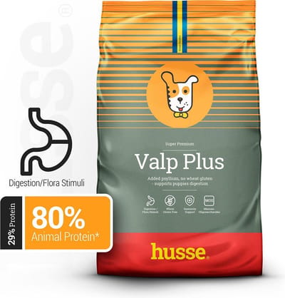 Husse Valp Plus - Puppyvoer Droogvoer, Puppy Voer, Hondenvoer Droog, Hondenbrokken Junior - 12,5 kg