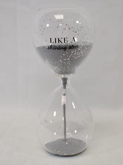 ZoeZo Design - zandloper - Glitter - zilver - met tekst - H 20 x Ø 8 cm - glas