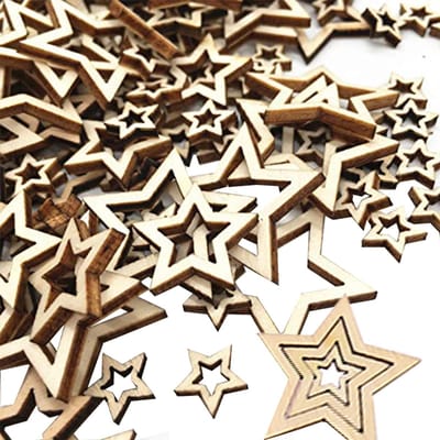 MTTProducts - Houten Sterren - 300 Stuks - Perfect voor Decoratie - Kleine Sterren - Kerstdecoratie - Creatief Knutselen - Tafelversiering