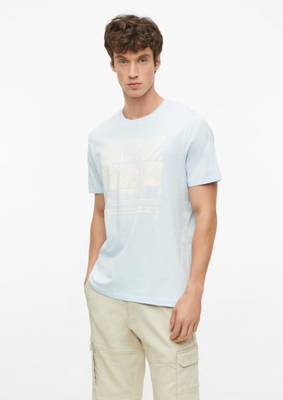 Zachte katoenen T-shirt met frontprint en geribbelde rand s.Oliver