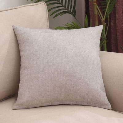 Dikke Linnen Stof Sierkussen Woonkamer Kussen Bankhoes Nachtkastje Rugkussen Auto Lendenkussenhoes Kantoor Gebruik Rughoes 50x50CM zilver