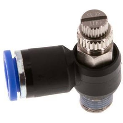 L-stuk Regelventiel 8 mm - R1/8'' Regeling-Uit Messing/Nylon