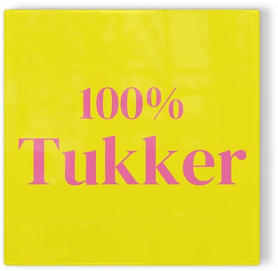 Tegeltje Twente 100% Tukker - geel roze - tegeltje stad - tegeltje met tekst
