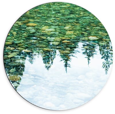 Dibond Wandcirkel - Weerspiegeling van Bomen in Water - 70x70cm Foto op Aluminium Wandcirkel (met ophangsysteem)