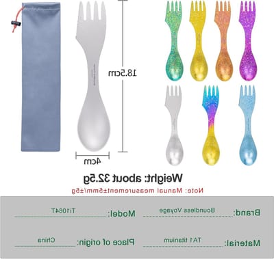 Ultralichte 3-in-1 Spork voor Kamperen - Titanium Bestek Set met Lepel, Vork en Mes - Ideaal voor Outdoor Activiteiten en Picknicks