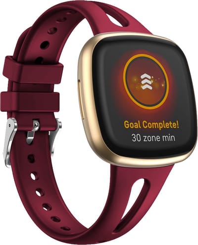 By Qubix - Compatible Fitbit bandje - geschikt voor Fitbit Versa 3 & 4 / Sense 1 & 2 - Sportbandje druppel design - Small - Bordeaux Smartwatchbandje bandje Armband Polsband Strap Band Watchband