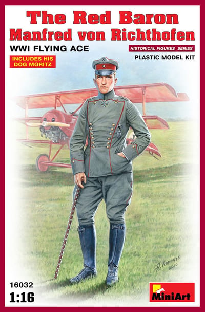 MiniArt Modelbouwpakket Militaire voertuigen - 16032 The Red Baron - Manfred van Richthofen - Duitse WWI Piloot - Figuur Plastic - 1:16 - Modelbouw