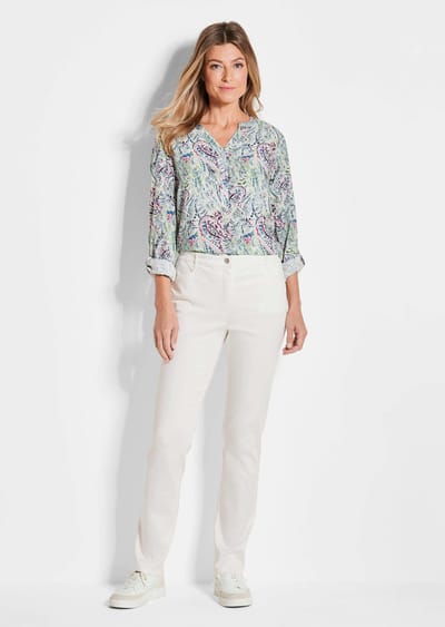Satijnen katoenen broek LOUISA COMFORT+ - gebroken wit - Gr. 52 van Goldner Fashion