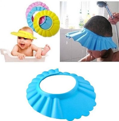 New Age Devi - Bescherm het tere oortje van jouw kleintje met de Blauwe Deluxe Douchekap - speciaal ontworpen voor kinderen van 0-6 jaar | 27cm | Shower Cap voor baby's en peuters | Douchekapje voor kindjes met oorbeschermers