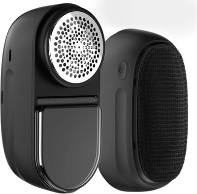 Oplaadbare textieltrimmer, pluisverwijderaar op batterijen en pluisverwijderaar voor truien. Geschikt voor kleding en meubels – verwijdert pluisjes en stof (zwart).