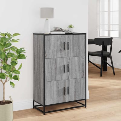 vidaXL - Hoge - kast - 68x35x106,5 - cm - bewerkt - hout - en - metaal - grijs - sonoma