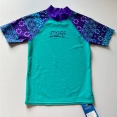 Zoggs - zwemtshirt - groen/paars - korte mouwen - maat 10 jaar