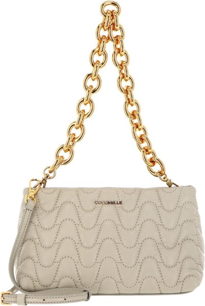 COCCINELLE Leren Schoudertas Avondtas Ophelie Matelasse Handbag Gelso Beige