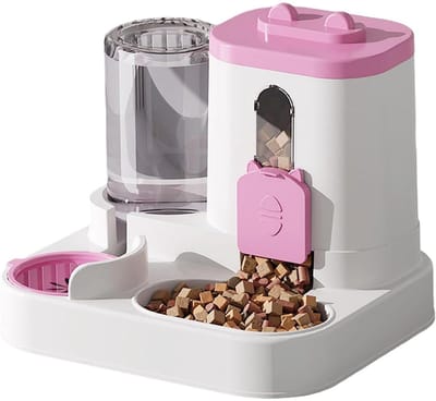 longziming -Voer En Water Kom - 2-in-1 Ontwerp - Zwaartekrachtgebaseerd Automatisch Bijvulsystem Geen Stroom Nodig - 1 Stuk - Voor Kleine Tot Middelgrote Honden En Katten - roze