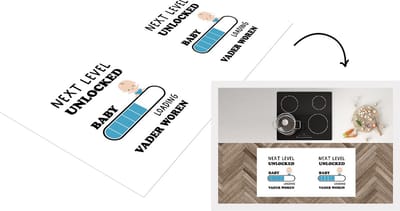 Keukenloper - Loper keuken - Next level unlocked: baby. Loading vader worden - Spreuken - Quotes - Papa - 120x60 cm - Keukenloper vinyl