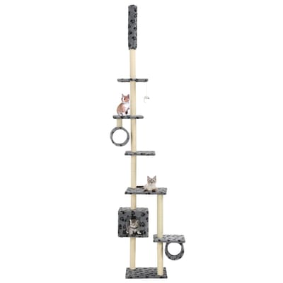 vidaXL - Kattenkrabpaal - met - sisalpalen - 260 - cm - pootafdrukken - grijs