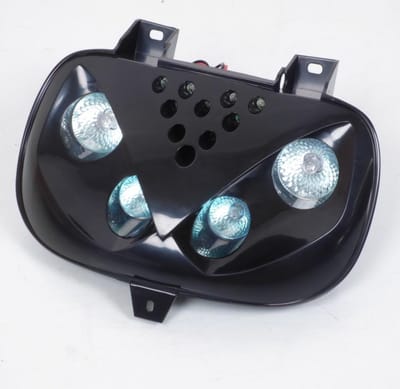 front tnt optic voor mbk 50 spirit scooter zwart 4 halogeen + 10 led blauw nieuw