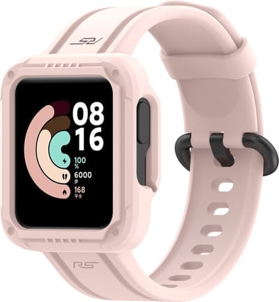 Siliconen Smartwatch bandje - Geschikt voor Xiaomi Mi Watch Lite siliconen bandje met frame - roze - Strap-it Horlogeband / Polsband / Armband