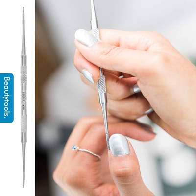 BeautyTools Hoekvijl - Manicure/Pedicure Hoekvijl Voor Wegvijlen van Ingegroeide Teennagels en Nagelhoeken - Dubbelzijdige Hoekvijl Recht / Gebogen (15 cm) - Inox (NC-0409)