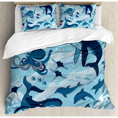 Walvis Dekbedovertrek Twin Maat Oceaan Thema Beddengoed Set Voor KinderenNautische Zeil Dekbed Set Oceaan Dekbed Set Oceaan Decoratie 3 Delen 180*220cm 3pcs