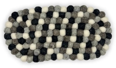 Felt Ball Oval Centre Mat - 38x18cm Multi Grey Colour