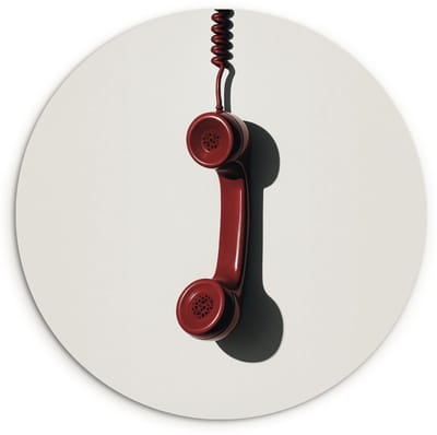 WallCircle® Wandcirkel 120x120 cm - Muurcirkel Telefoon - Koord - Rood - Minimalistisch - Muurdecoratie woonkamer - Wanddecoratie slaapkamer - Kamer decoratie accessoires - Ronde schilderijen XXL