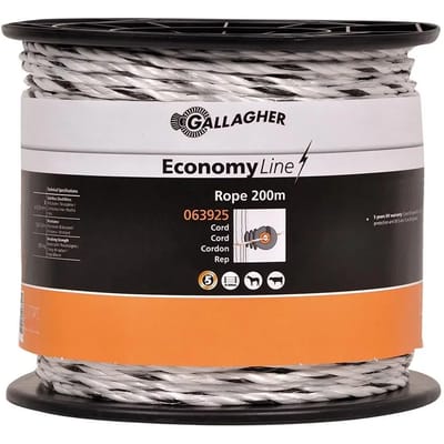 Gallagher EconomyLine Cord Wit (200m) - Kostenefficiënte oplossing voor middelgrote afrasteringen