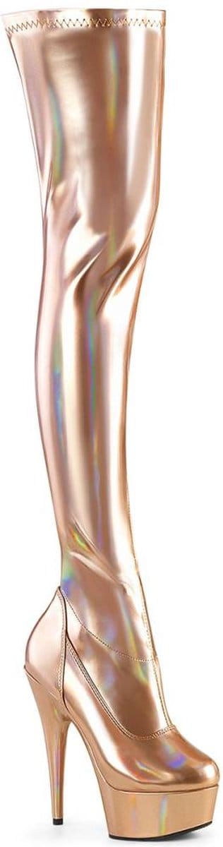 Pleaser - DELIGHT-3000HWR Plateau overknee Laarzen - US 5 - 35 Shoes - Roségoudkleurig