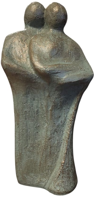 Man en vrouw - 9x19x5 cm - Neolith - Groen/Grijs kleurig - Liefdes beeld