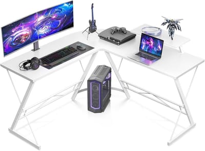 Lexorion L-Vormig Game Bureau Hoekbureau | Game Bureau | Game Bureau Wit | Computerbureau – Gaming Bureau – Waterproof & Krasbestendig – Monitor Stand