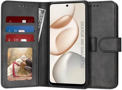 Hoesje geschikt voor HONOR 400 Smart - Techsuit Diary Book Wallet Case - Zwart