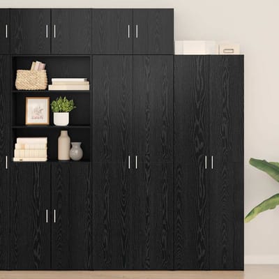 vidaXL - Opbergkast - 2 - st - Zwart - Eiken - 70 - x - 42,5 - x - 185 - cm