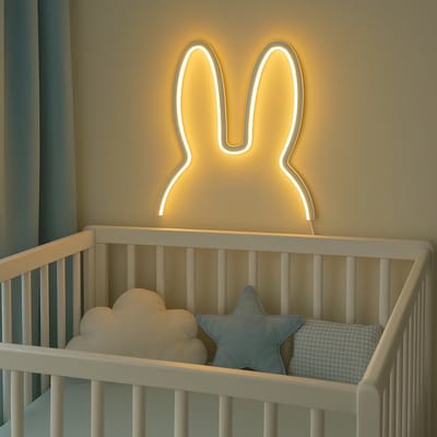 Nachtlampje - Kinder Lampje - Konijn Lampje - Baby Kamer Inrichting - Nijn - Wandlamp Kinder Kamer - Dimbare Slaapkamer Lamp LED - Warm Wit - Konijnenoren Lamp
