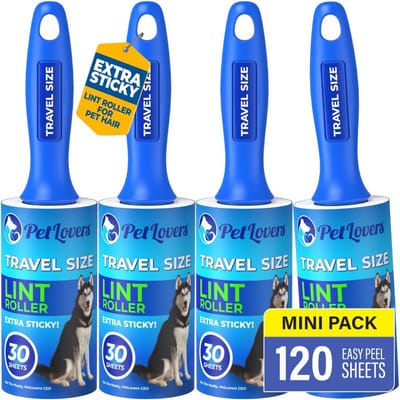 Mini Pluisrollen voor Reizen - 4 Stuks, Ideaal voor Dierenhaar en Vuilverzameling