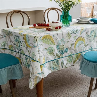 Tafelkleed Katoen Linnen - Textiel Tafelbedekking - Eettafel Decoratie - Pastorale Stijl - 150 x 220 cm - Zomerbloem A