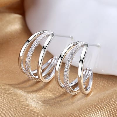 Coréen boucle d'oreille griffe oreille crochet boucles d'oreilles pour femmes quatre broches réglage CZ couleur or oreille boucles d'oreilles mode bijoux nouvel an cadeau
