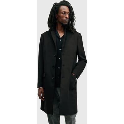 AllSaints Hal Coat Black Größe: 38 | Einreihige Mäntel Outlet | Herren | Schwarz