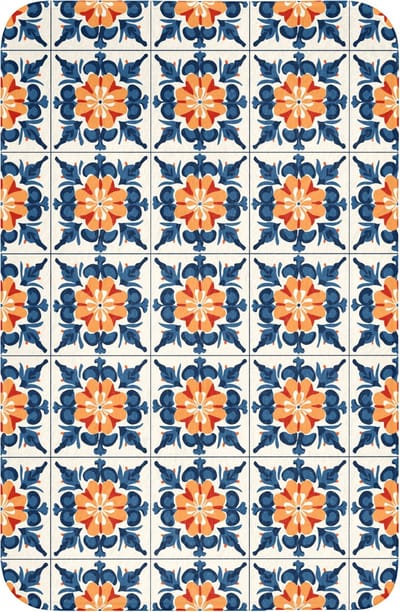 WC mat 40x60 cm - Antislip - Traditioneel - Tegel - Oranje - Toiletmat - Vloermat - Douchemat - Toilet tapijt - Toiletmatten