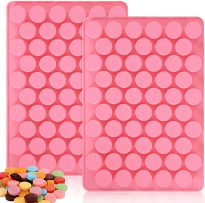 Silicone Snoepvormen met 55 Cilindervormige Holtes | 2 Stuks Mini Ronde Silicone Vormen voor het maken van suikervrije chocolade, diverse fruit harde snoepjes, gummibeertjes, ganache en ijsblokjes