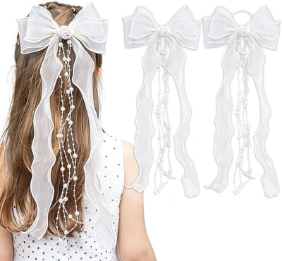 Haarstrikken voor Meisjes en Dames, Elegante Haarklemmen met Lange Staart en Grote Strik voor Bruiloften, Feestjes en Dagelijks Gebruik