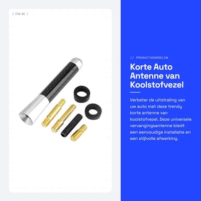 Dailygoods- Auto Antenne Korte 3-Inch - Universele Antenne - Vervangingsantenne - Auto Antenne Adapter - Koolstofvezel - Automotive Accessoires - Radioantenne