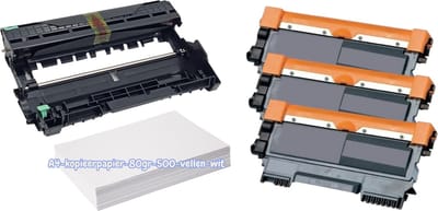 KATRIZ® Huismerk Toner TN2320 (3x) + Drum DR2300 (1x) –Hoge Capaciteit – Alternatief – Tot 3x2600 Pagina's | Geschikt voor Brother DCP L2500D/DCP L2540DN/HL-L2300D/HL-L2320D/HL-L2340DW/HL-L2365DW/FC L2700DW/MFC L2740DW |