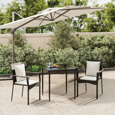 vidaXL - 3-delige - Tuinset - met - kussens - poly - rattan - zwart
